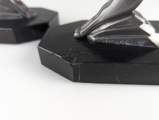 Image 1 of Original antike Art Deco ''Gazelle" Buchstützen von H. Moreau