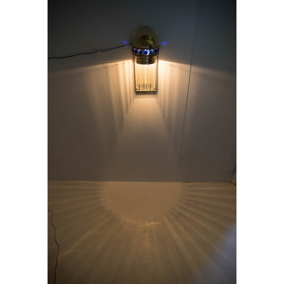 Image 1 of Jugendstil-Wandlampe aus Messing und Kristall, 1910er Jahre