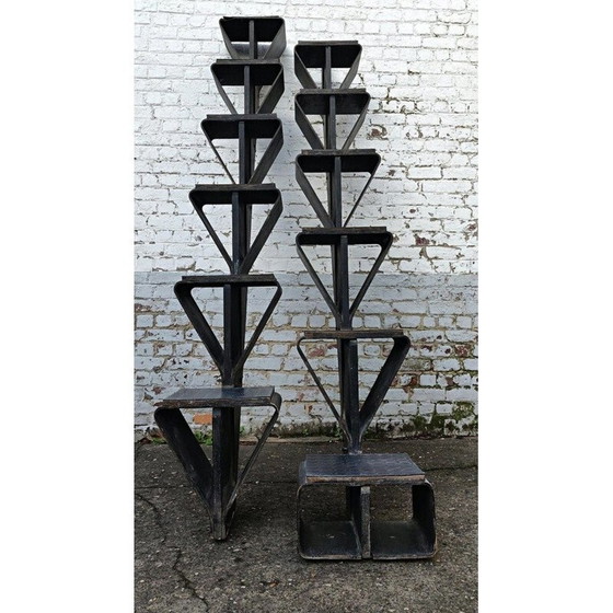 Image 1 of Vintage-Holztreppe mit Pirelli-Gummifliesen von Jules Wabbes Belgien