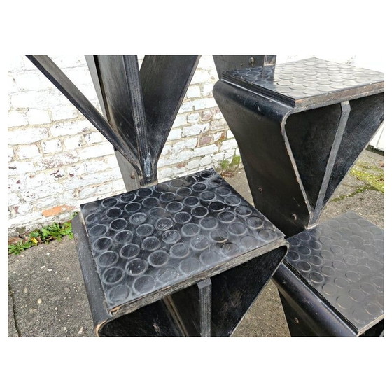 Image 1 of Vintage-Holztreppe mit Pirelli-Gummifliesen von Jules Wabbes Belgien