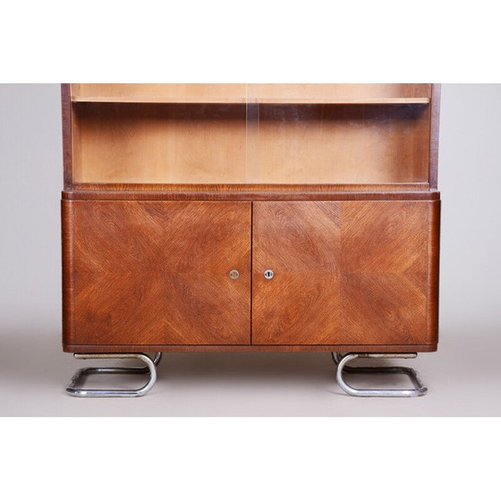 Image 1 of Vintage Art Deco Bücherregal aus Eiche und Stahl aus Vichr a Spol, Tschechien 1930