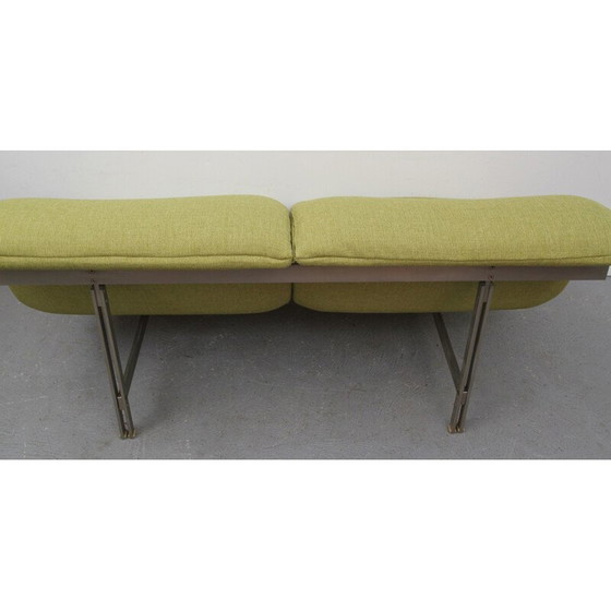 Image 1 of 2-sitziges Vintage-Sofa aus grünem Stoff und Stahl von Giovanni Offredi für Saporiti, Italien 1970