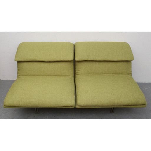 2-sitziges Vintage-Sofa aus grünem Stoff und Stahl von Giovanni Offredi für Saporiti, Italien 1970