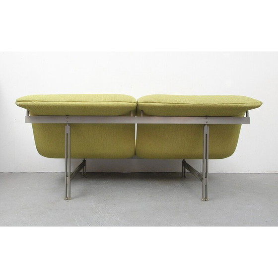 Image 1 of 2-sitziges Vintage-Sofa aus grünem Stoff und Stahl von Giovanni Offredi für Saporiti, Italien 1970