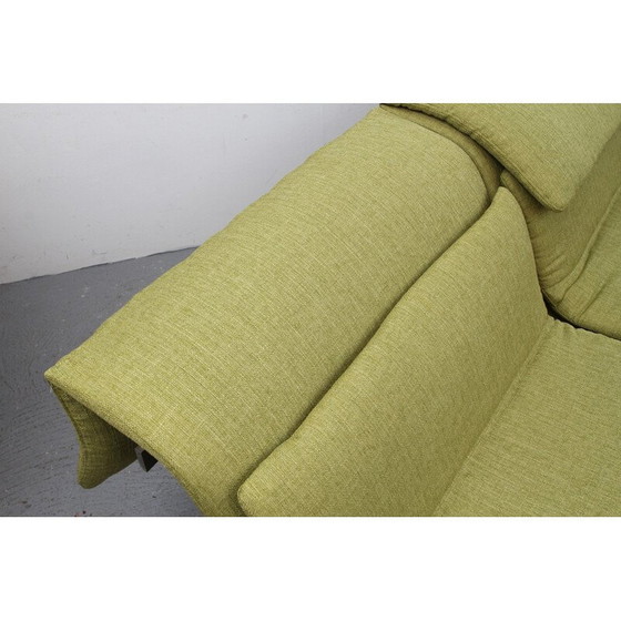 Image 1 of 2-sitziges Vintage-Sofa aus grünem Stoff und Stahl von Giovanni Offredi für Saporiti, Italien 1970