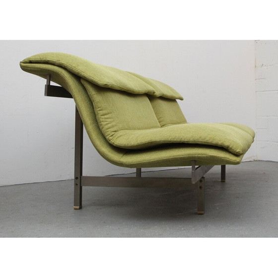 Image 1 of 2-sitziges Vintage-Sofa aus grünem Stoff und Stahl von Giovanni Offredi für Saporiti, Italien 1970