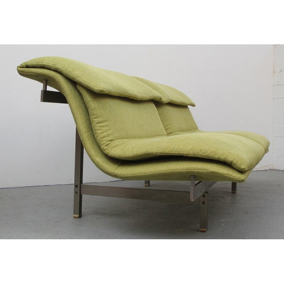 Image 1 of 2-sitziges Vintage-Sofa aus grünem Stoff und Stahl von Giovanni Offredi für Saporiti, Italien 1970