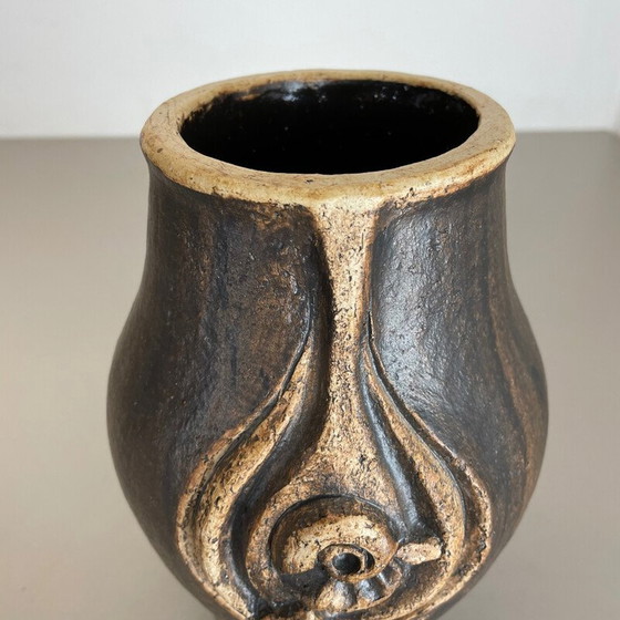Image 1 of Abstrakte Vase "Brutalist" aus Steinzeug von Gerhard Liebenthron, Deutschland 1980er Jahre