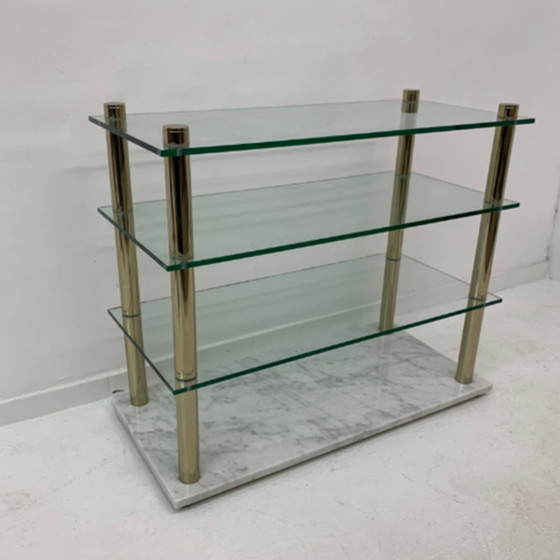 Image 1 of Hollywood-Regency-Vitrine aus Marmor und Glas, 1970er Jahre