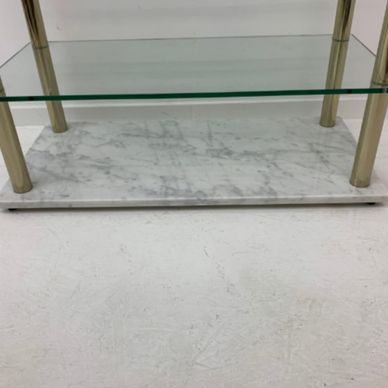 Image 1 of Hollywood-Regency-Vitrine aus Marmor und Glas, 1970er Jahre