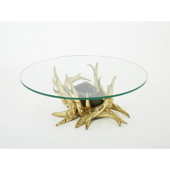 Image 1 of Vintage Couchtisch mit Amethyst-Bronzeskulptur von Richard Faure, 1970
