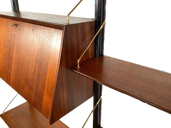 Image 1 of Vintage Louis van Teeffelen Wandsystem für Wébé mit zwei Schreibtischregalen