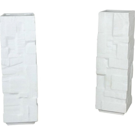 Image 1 of Paar Vintage Op Art Porzellan Vase von Heinrich Ceramics Deutschland 1970er Jahre