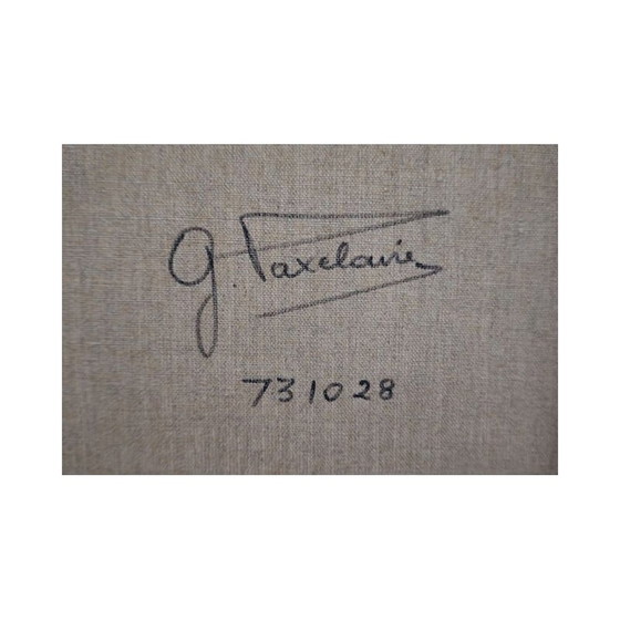 Image 1 of Öl auf leinwand vintage "orange geometrische komposition" von G. Vaxelaire