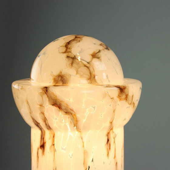 Image 1 of Vintage-Tischlampe aus weißem Opalglas und Marmor von Ivan Jakes für Sklarny Rapotin, Tschechoslowakei 1960
