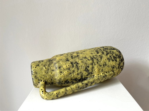Vintage Westgermany Wg Fatlava Vase Gelb / Schwarz, Handgefertigt, 50/60Th, West Germany Art Pottery, Sammlerstück