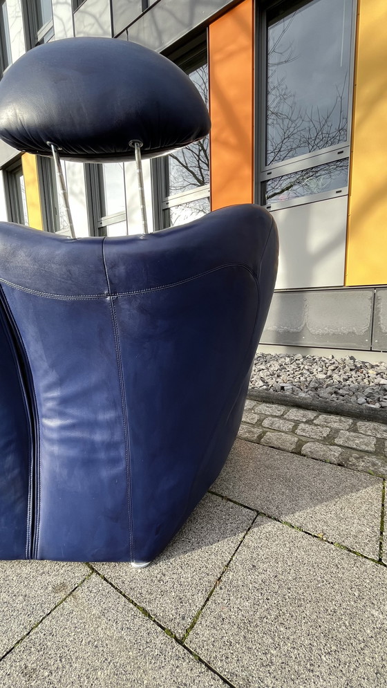 Image 1 of Himolla Sofa Leder blau 2-sitzer