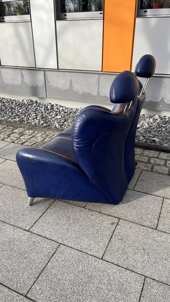 Image 1 of Himolla Sofa Leder blau 2-sitzer