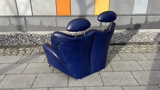 Image 1 of Himolla Sofa Leder blau 2-sitzer