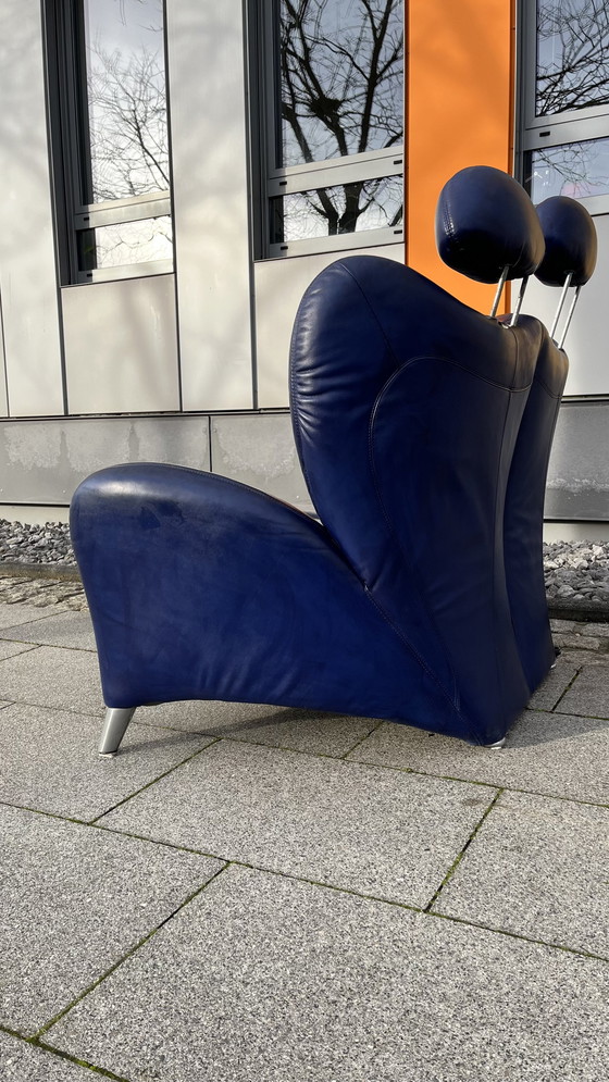 Image 1 of Himolla Sofa Leder blau 2-sitzer