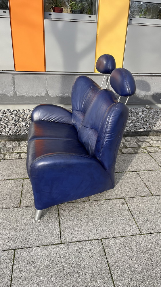 Image 1 of Himolla Sofa Leder blau 2-sitzer