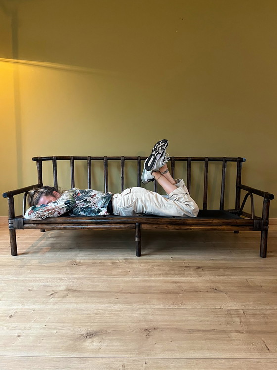Image 1 of Vintage 3-Sitzer-Loungesofa aus Manou-Rattan und Bambus aus den 60er Jahren