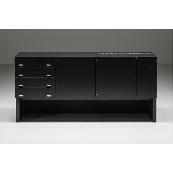 Image 1 of Brutalistisches Sideboard aus ebonisierter schwarzer Eiche und Stein, 1970