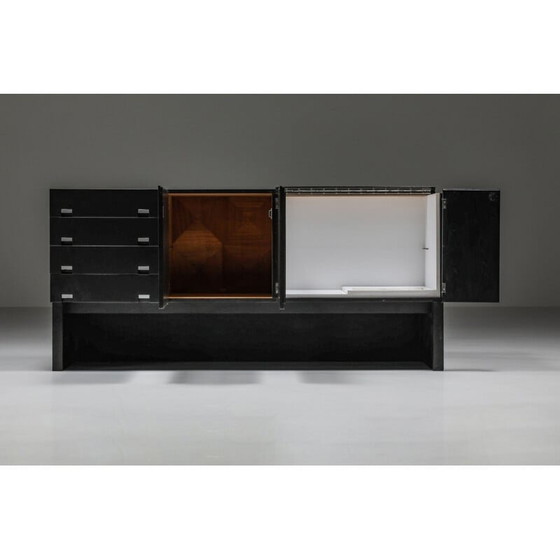 Image 1 of Brutalistisches Sideboard aus ebonisierter schwarzer Eiche und Stein, 1970