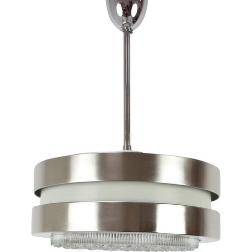 Vintage Hängeleuchte aus Metall und Glas, Deutschland 1972