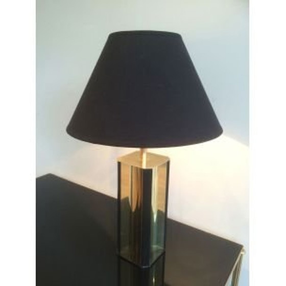Image 1 of Französische Vintage-Lampe aus vergoldetem Metall und Holz, 1960