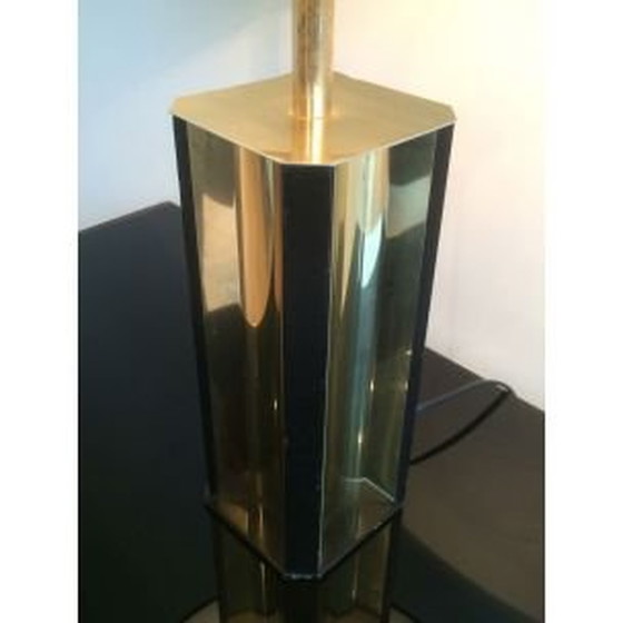 Image 1 of Französische Vintage-Lampe aus vergoldetem Metall und Holz, 1960