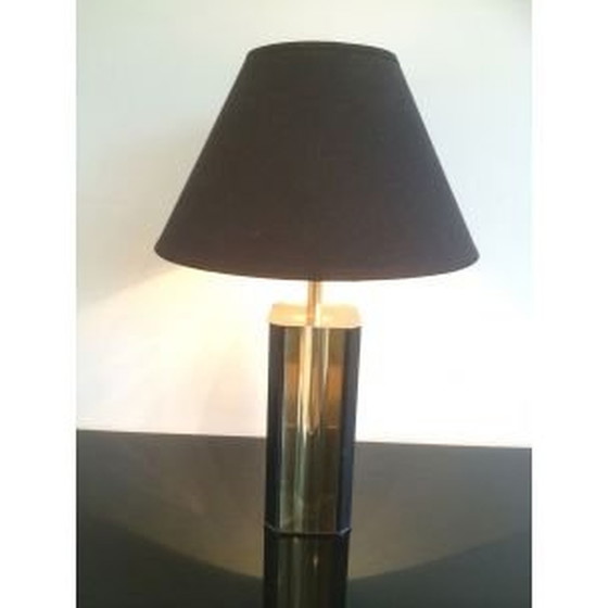 Image 1 of Französische Vintage-Lampe aus vergoldetem Metall und Holz, 1960