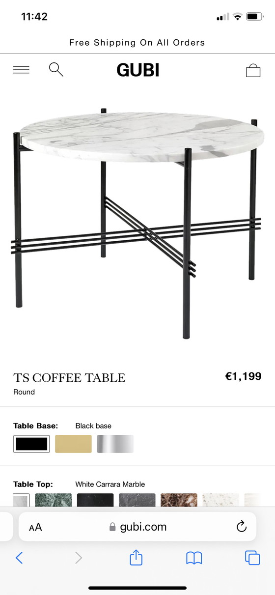 Image 1 of Gubi TS Coffee Table Marmor weiß grau