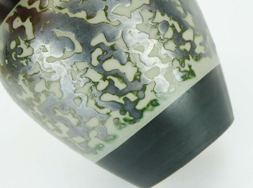 carstens VASE schwarzgraue Metallic-Glasur Modell-Nr. 1243-17, mid century, 1960er Jahre 