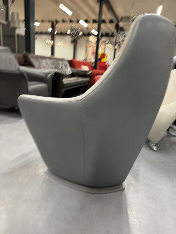 Image 1 of Leolux Cantate Drehsessel aus grauem Stoff und Leder 