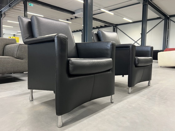 Image 1 of 2 Leolux Parcival-Sessel aus schwarzem Leder