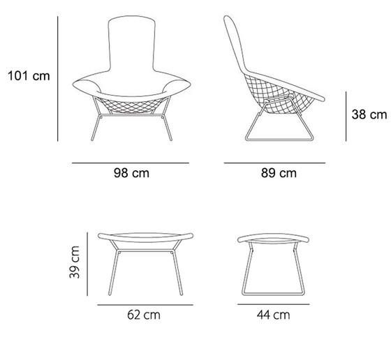 Image 1 of Knoll Harry Bertoia Vogelstuhl + Ottomane
