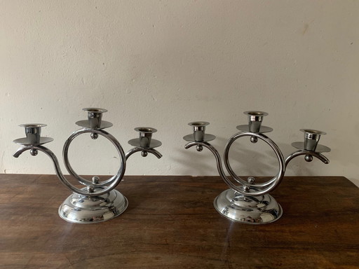 Vintage Demeyere Kerzenhalter aus Chrom