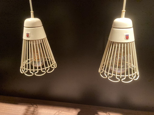 2x Philips Vintage-Pendelleuchten 1950er Jahre