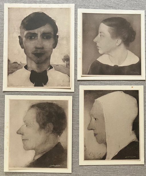 Jan Mankes 1889-1920 / 4 Original Heliogravüren Selbstporträts 1923
