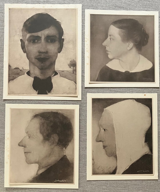 Image 1 of Jan Mankes 1889-1920 / 4 Original Heliogravüren Selbstporträts 1923