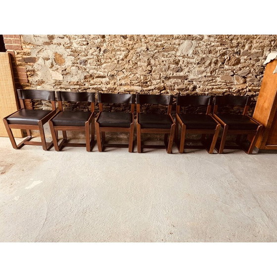 Image 1 of Satz von 6 schwarzen Vintage-Stühlen von Gunther Hoffstead für Uniflex, 1960