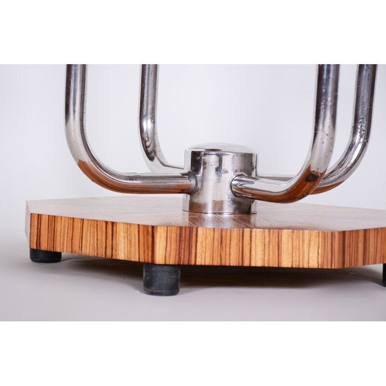 Image 1 of Vintage Art Deco Blumenständer aus Holz und Chromstahl, Tschechoslowakei 1930