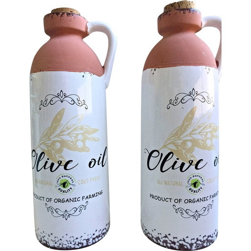 Paar alte emaillierte rote Terrakotta-Töpfe