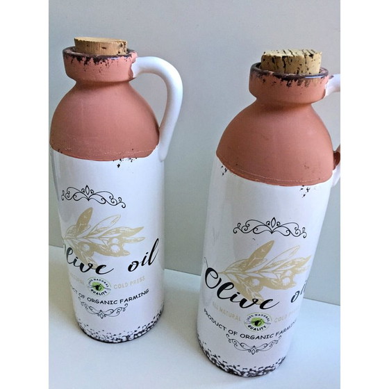 Image 1 of Paar alte emaillierte rote Terrakotta-Töpfe