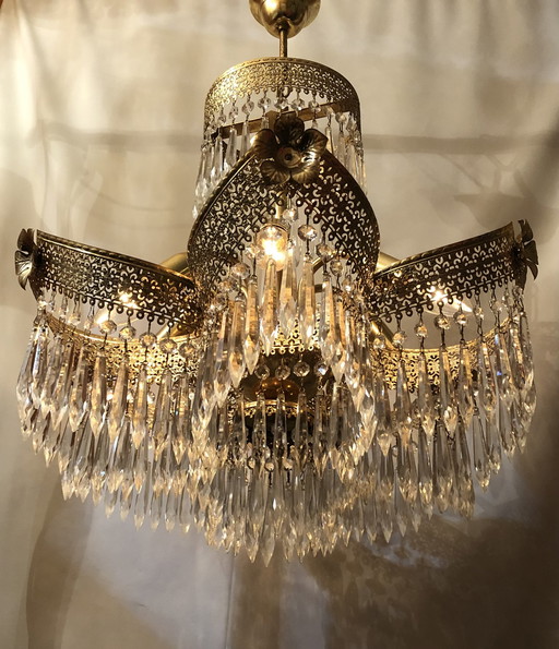 Hängelampe aus Hollywood Regency -Kristall