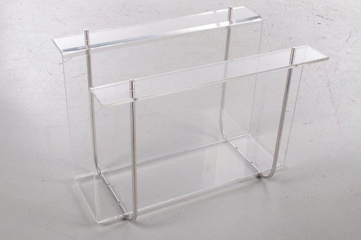 Plexiglas-Lagerregal mit Metallakzenten, 1970