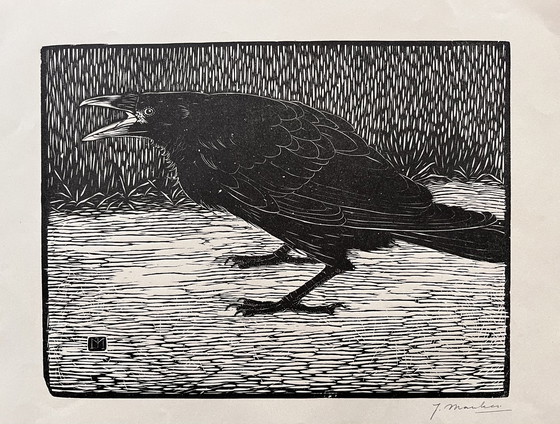 Image 1 of Jan Mankes 1889-1920 / Original Holzschnitt Schreiende Krähe 1918