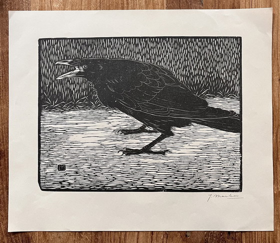Image 1 of Jan Mankes 1889-1920 / Original Holzschnitt Schreiende Krähe 1918