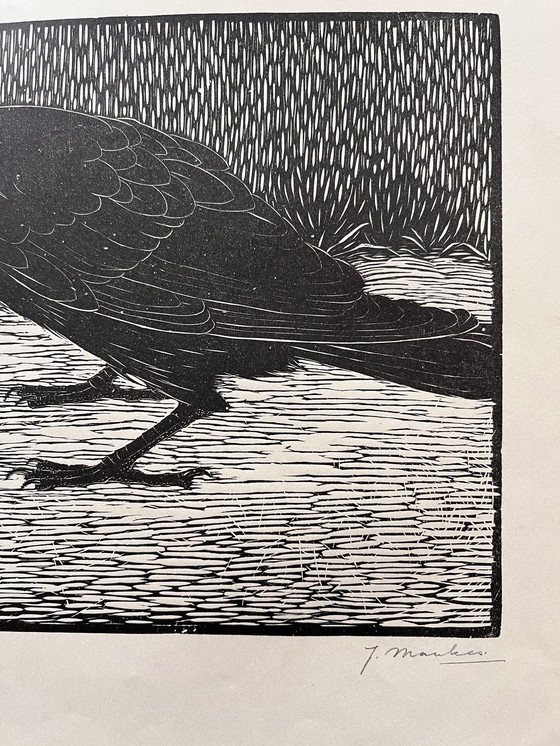 Image 1 of Jan Mankes 1889-1920 / Original Holzschnitt Schreiende Krähe 1918